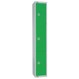 W986-PS Elite Three Door Padlock Locker with Sloping Top Green - JD Catering Equipment Solutions Ltd