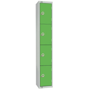 W987-CNS Elite Four Door Coin Return Locker with Sloping Top Green - JD Catering Equipment Solutions Ltd
