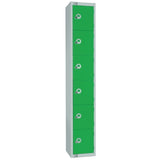 W988-CNS Elite Six Door Coin Return Locker with Sloping Top Green