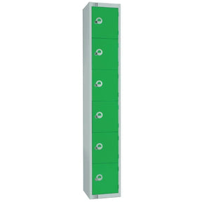 W988-CNS Elite Six Door Coin Return Locker with Sloping Top Green - JD Catering Equipment Solutions Ltd