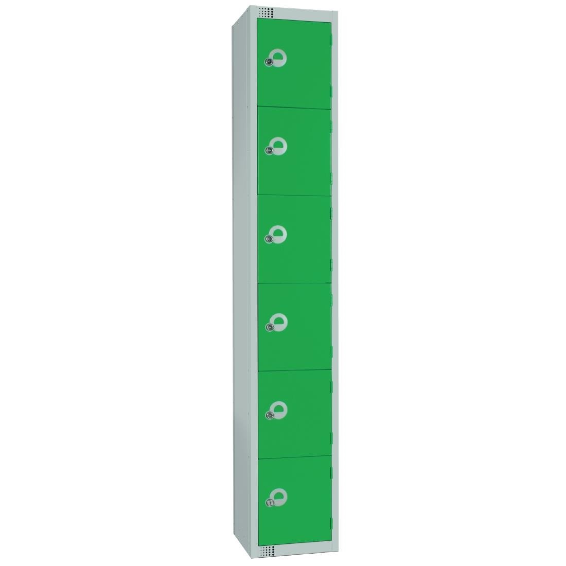 W988-PS Elite Six Door Padlock Locker with Sloping Top Green