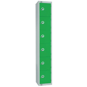 W988-PS Elite Six Door Padlock Locker with Sloping Top Green - JD Catering Equipment Solutions Ltd
